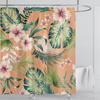 Bohemian Shower Curtain Tropical Jungle Wildlife Bathroom Set Modern Pink Aesthetic Parrot Floral Bathroom Curtain With Hooks