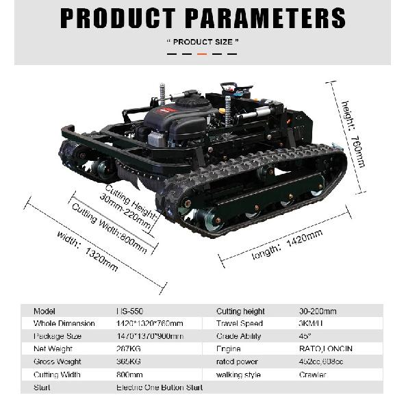 Diesel Remote Control Crawler Reel Lawn Mower - Efficient Garden Landscaping Tool