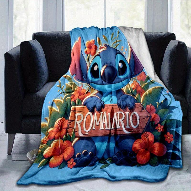 

Плед с принтом в виде вышитых деталей (1 шт.) - мягкий, всесезонный плед для гостиной, спальни, персонализированный подарок с очаровательным мультяшным рисунком. 80cmx120cm(31inx47in)