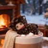 Plush Family Cat Face Toy With Short Faux Fur For Office Desk Decor