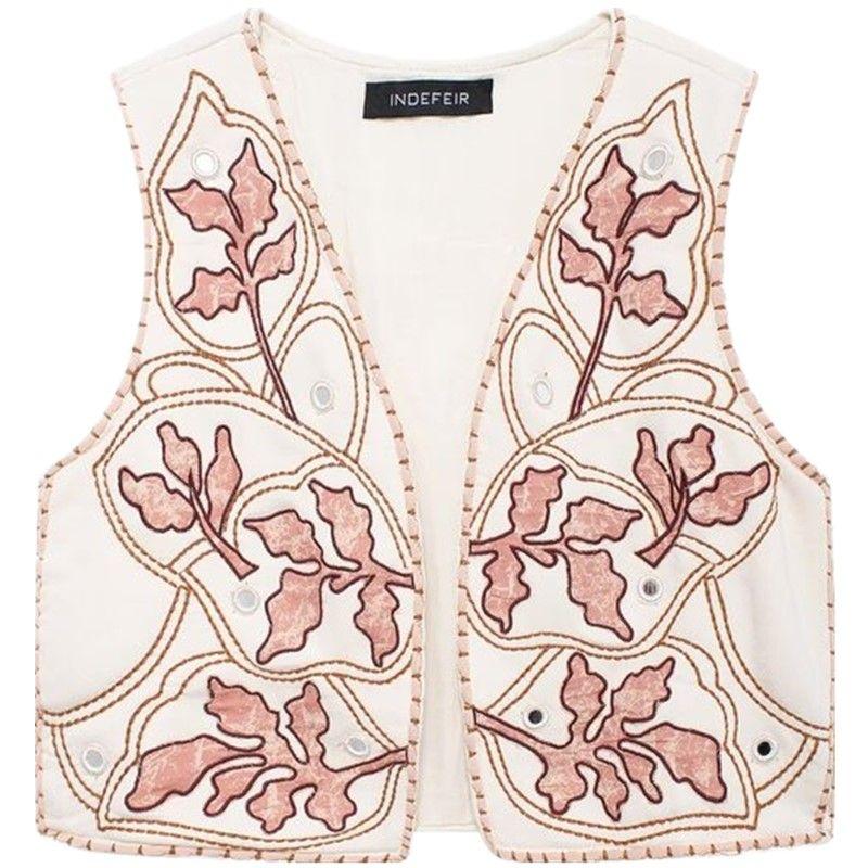 Fashion Style 2024 Autumn New Arrival Women's Stylish Easiest for Match Mirror Surface Result Decorative Embroider Vest 3798803