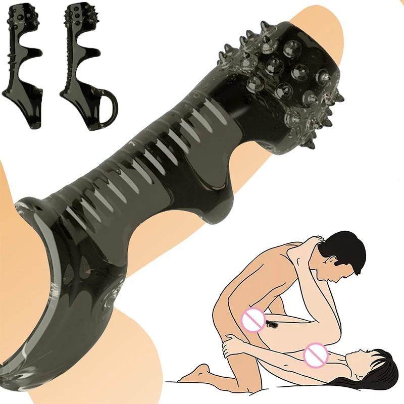 Penis Ring Delayed Ejaculation Cock Ring Adult Sex Products Dildo Extender Sleeve Reusable Condoms Glans Cover For Men Chastity