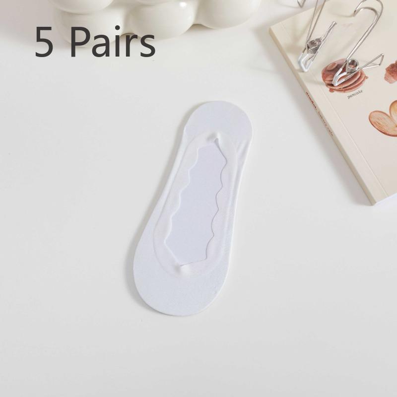 5 Pairs of Women's Summer Thin Pure Cotton Soled Anti Skating Silk Boat Socks