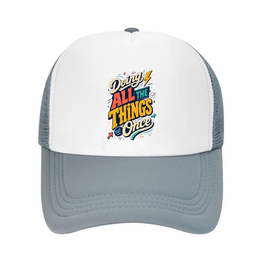 Playful Multitasking Chaos Quote Des Mesh Baseball Cap Casual Hat Outdoor For Womens Unisex FeUnisex