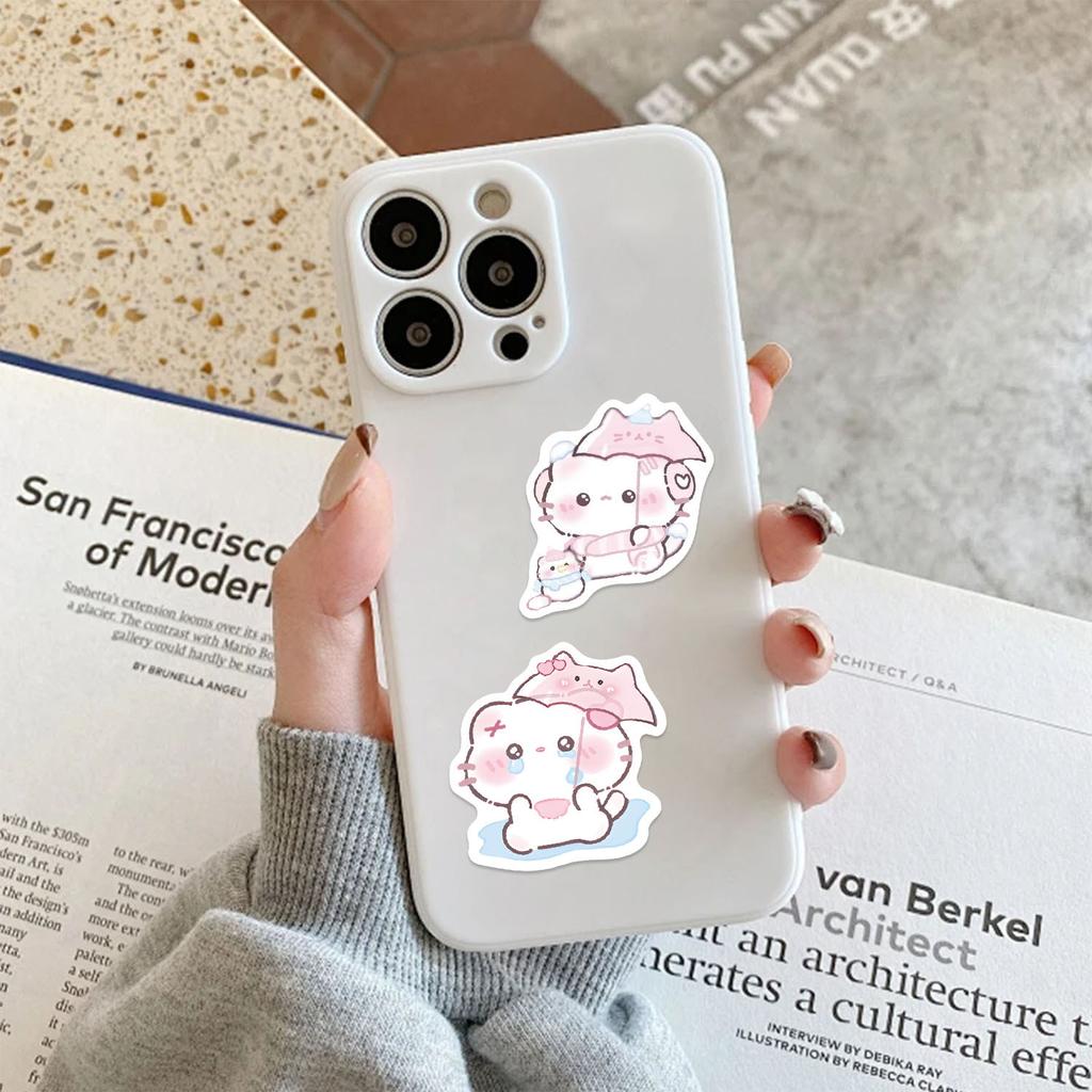 64 Cartoon Rain Fog Kitten Graffiti Stickers Decorative Guitar Notebook Suitcase DIY Waterproof