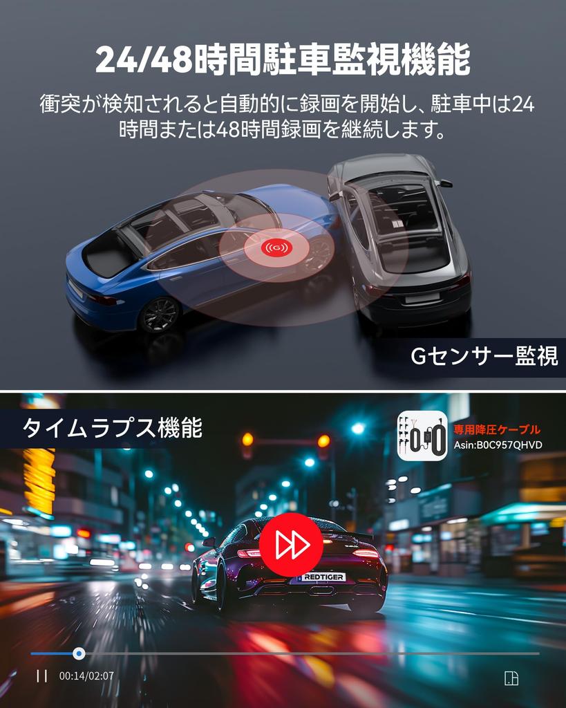 REDTIGER F9 4K + 1080P Dual Dash Cam (Wi-Fi, GPS, 170° Wide Angle, Night Vision, 32GB Card)