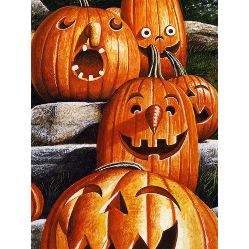 5D Diy Diamond Painting Pumpkin Halloween Gift Cross Stitch Kit Full Drill Embroidery Mosaic Art Picture Of Rhinestones Decor