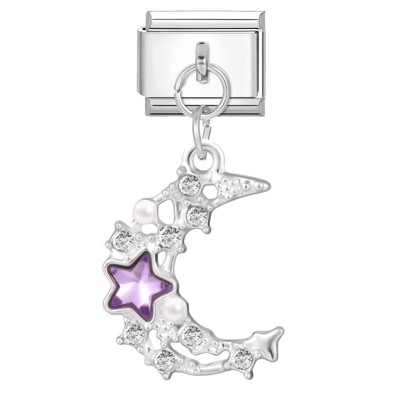 Women Fashion Zircon Star Butterfly Golden Heart Tassel Chain Italian Charms Fit 9mm Stainless Steel Bracelet DIY Jewelry Gift