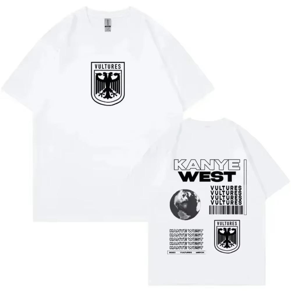 Rapper Kanye West Vultures Music Album Graphic T Shirts Men Women Male Cotton Tshirt Hip Hop Fashion Oversized T-shirts Clothes