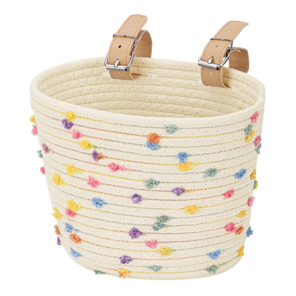 Cute with Rope Handle Bicycle Basket Removable Solid Color Bike Carrier Bag Large Capacity Storage Basket Bike