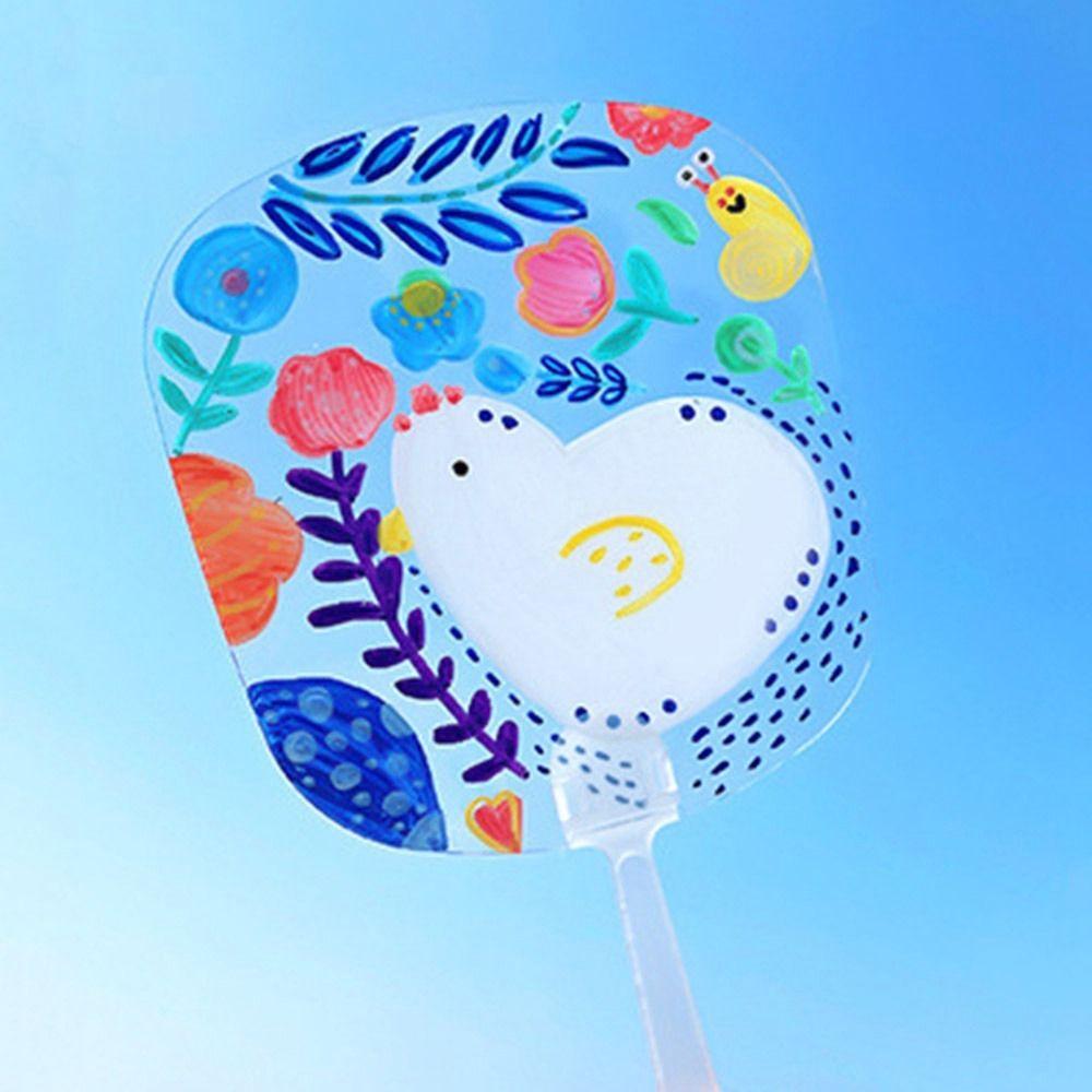 Round Transparent Fan Handheld Blank Painting Fans Multi-functional Handicrafts for Wedding