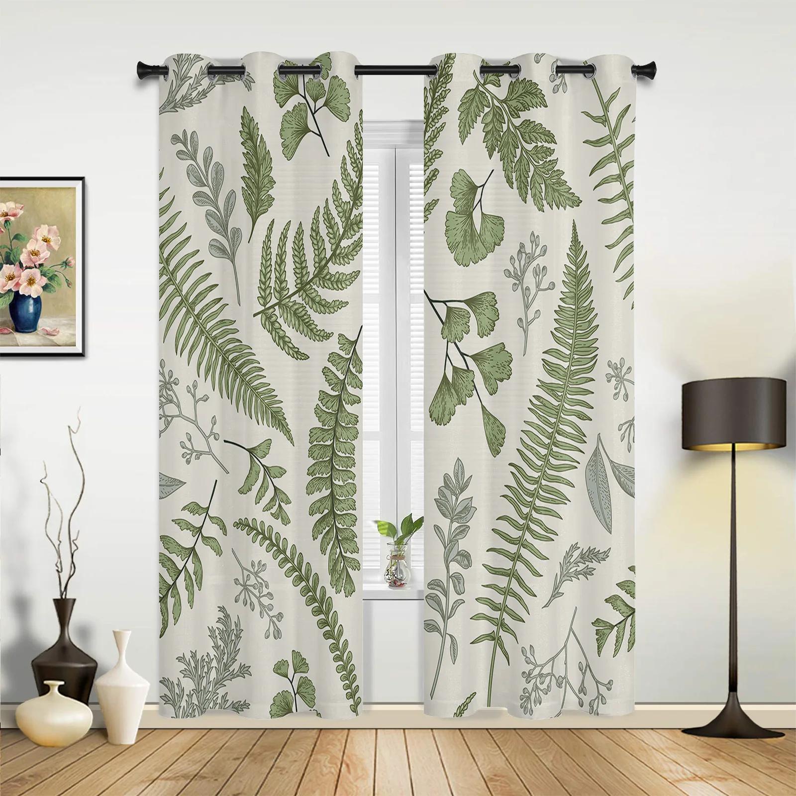 

Green Leaf Ginkgo Modern Hall Curtains For Living Room Kitchen Boy Girl Bedroom Long Curtain For Windows Cortinas Home Decor 135W x 60H(cm) x1