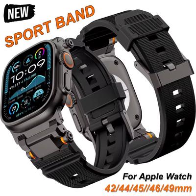 Gumowy Pasek Sportowy Do Apple Watch Ultra 3/2 49mm Serii 11 10 9 8 7 46mm 45mm Silikonowy Pasek Do IWatch 6 5 4 Se 44mm Bransoleta Correa