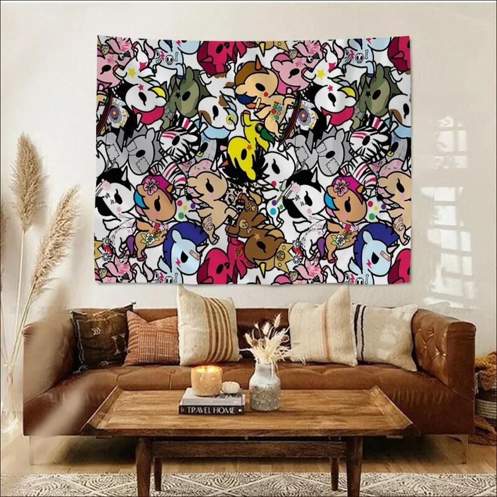Japanese Tokidoki Tapestry Tapestry Art Printing Indian Buddha Wall Decoration Witchcraft Bohemian Hippie INS Home Decor