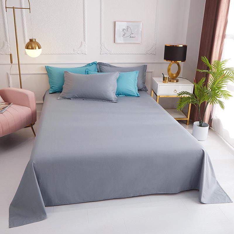 Minimalist Pure Cotton Double Bed Sheet with Pillowcase 200x230cm – Solid Color Design