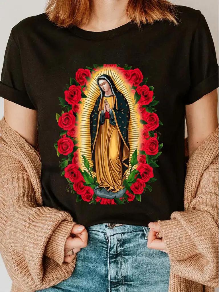 Damen Weihnachts-Rundhals-Kurzarm-Top - Europäischer und Amerikanischer Stil