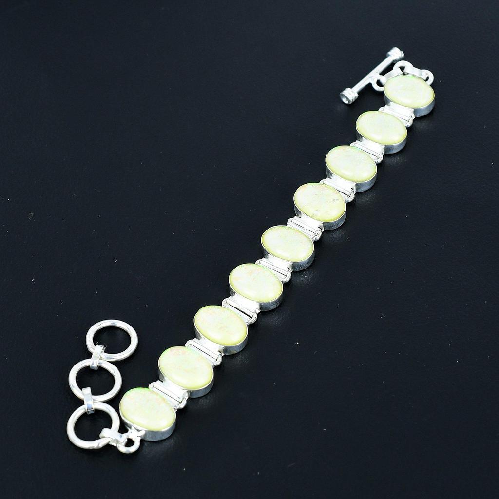 Gelber Feueropal Armband 925 Sterlingsilber Armband Verstellbare Kettenarmband Handgefertigt Boho Armband Gelber Feueropal Edelstein Schmuck Geschenke