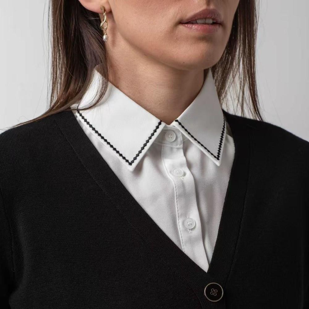 Fashion Solid Color False Collar Chiffon Removable Lapel Shirt Fake Collar Detachable Women Neck Collars Clothes Accessory