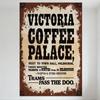 Vintage Victoria Coffee Palace Metal Tin Sign Retro Rustic Advertisement for Home Cafe Bar Decor