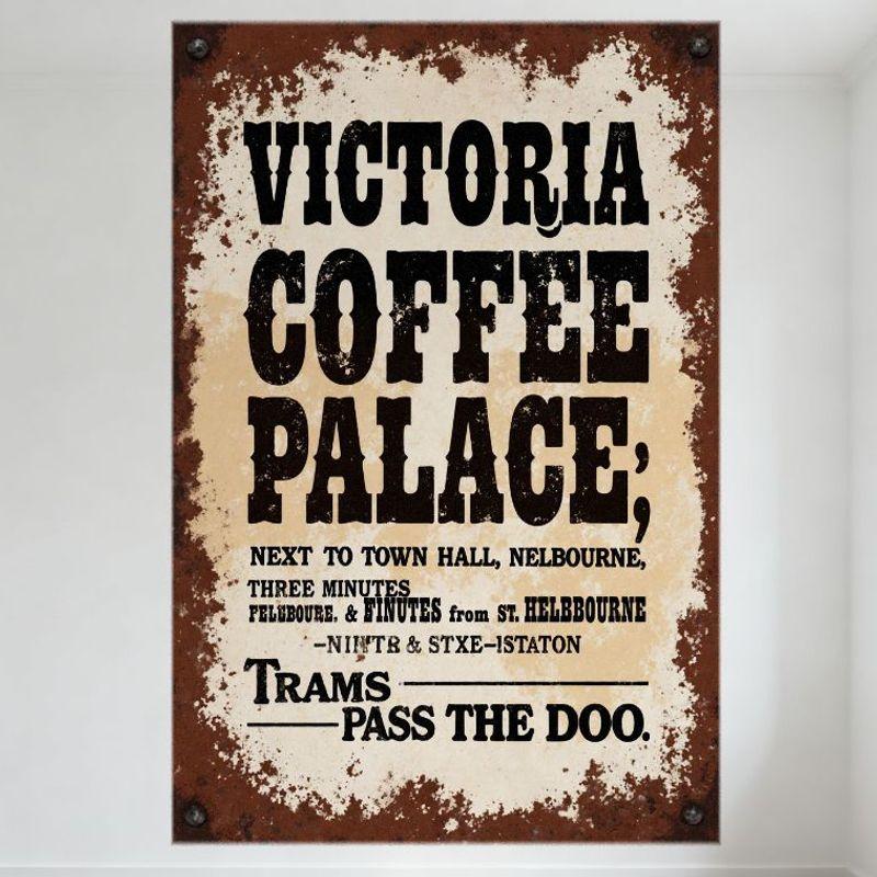

Vintage Victoria Coffee Palace Metal Tin Sign Retro Rustic Advertisement for Home Cafe Bar Decor 20x30cm（7.8x11.8inch）
