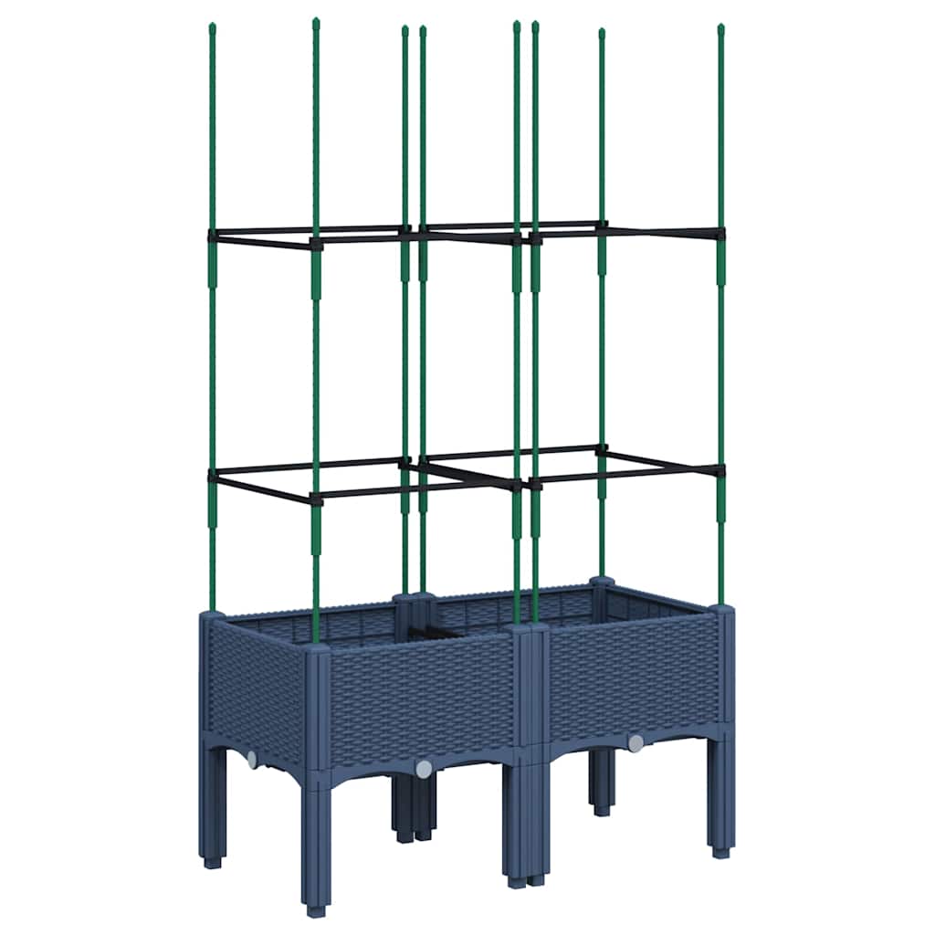Planter with Trellis Blue Grey 80 x 40 x 142.5 cm PP