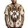 Summer Creative Ethnic Style Pattern 3D Print Loose Short Sleeve T-shirt Breathable Men Casual Comfortable Versatile Sports T-shirts