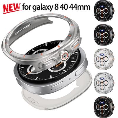 Funda Metálica Para Samsung Galaxy Watch 8 40/44mm Cubierta de PC+Metal Con Escala Para Galaxy 8 44/40mm Smartewatch Carcasa Parachoques Anticaídas