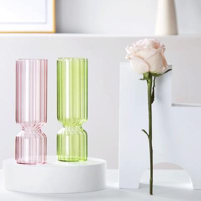 Nordic Coloful Glass Vase Flower Arrangement Home Decoration Transparent Striped Glass Vase Modern Living Room Glass Ornament