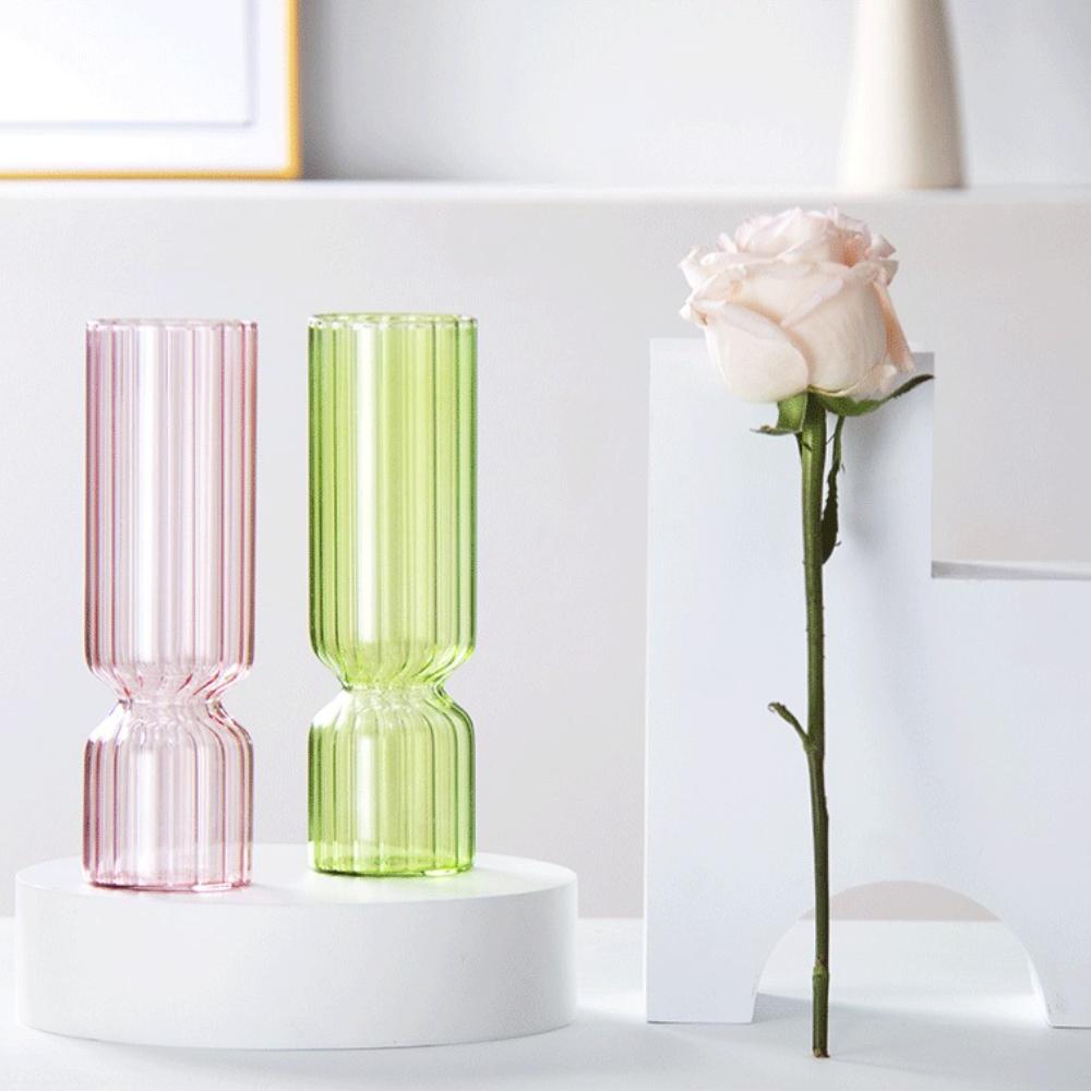 Transparent Hydroponic Striped Glass Vase Nordic Style Glass Vase Table Centerpiece Decorations Modern Living Room Ornament