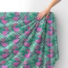 Royal Samt Stoff Polyester Zum Nähen - Motiv Flamingo Und Blätter