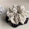 2pcs Black & Cream Polka Dot Scrunchies Hair Ties - Retro Minimalist Elastic Hair Accessories