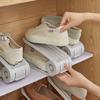 Compact Adjustable Double-Layer Plastic Shoe Rack - Space-Saving & Foldable Design