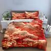 "Red Landscape Art Set Decoration" Soft Skin-Friendly Bedding Set Includes 1 Duvet Cover And 2 Pillowcase Gift