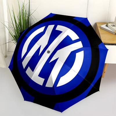 Inter Milan, Badge Automatic Opening and Closing, 8 Rib Structure Portable Umbrella, Suitable for Men and Women In All Seasons  Perfect Gift