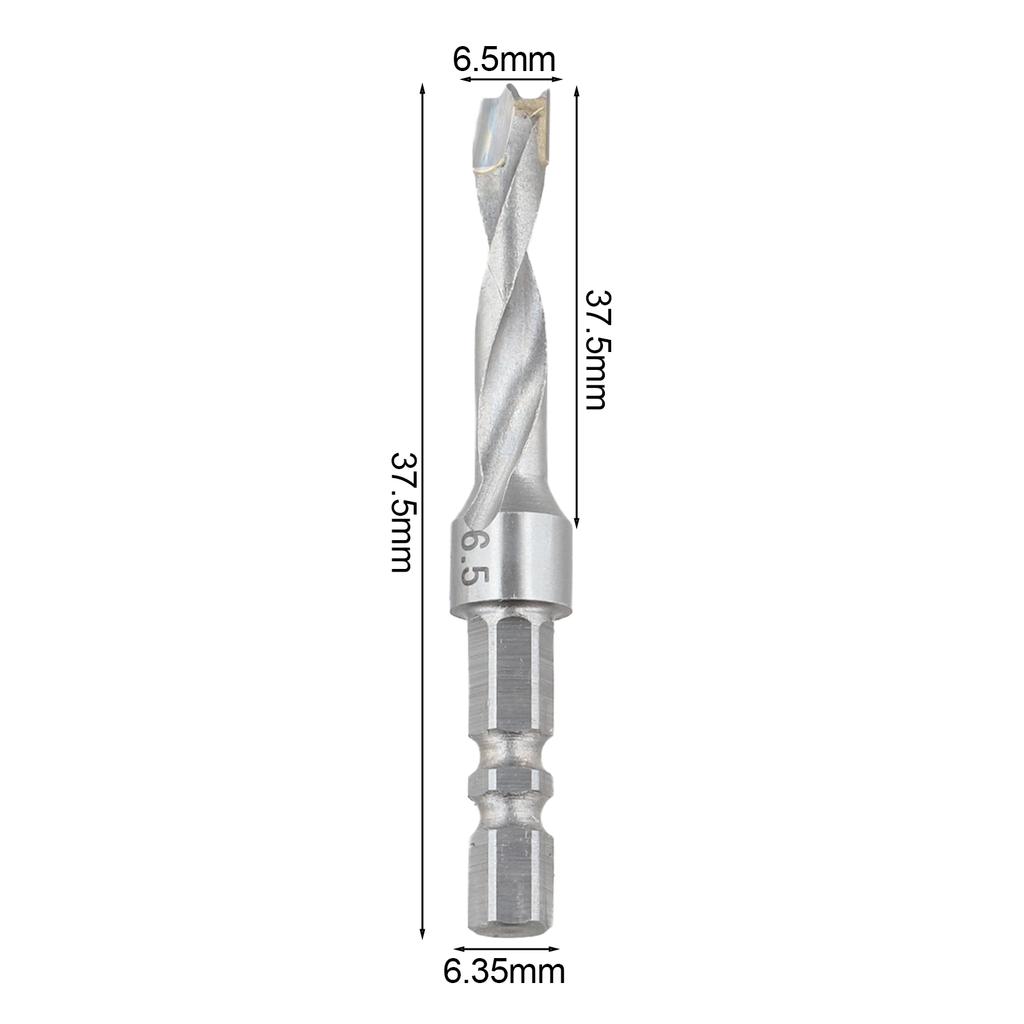 Hexagonal Handle Drill Bit for Woodworking and Construction Enhanced Efficiency with Three Pointed Two Edge Design