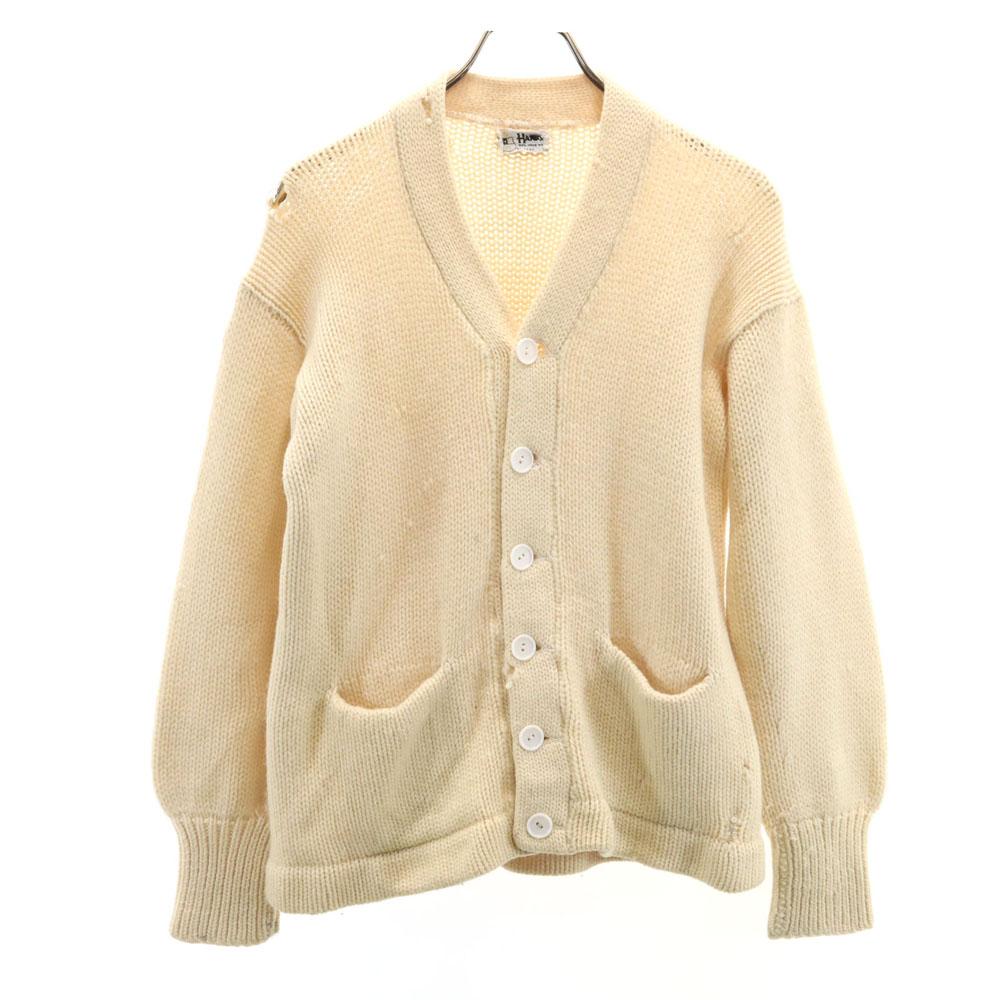 

HANSON 70s Wool Blend Vintage Long sleeve junk cardigan white Men s Used