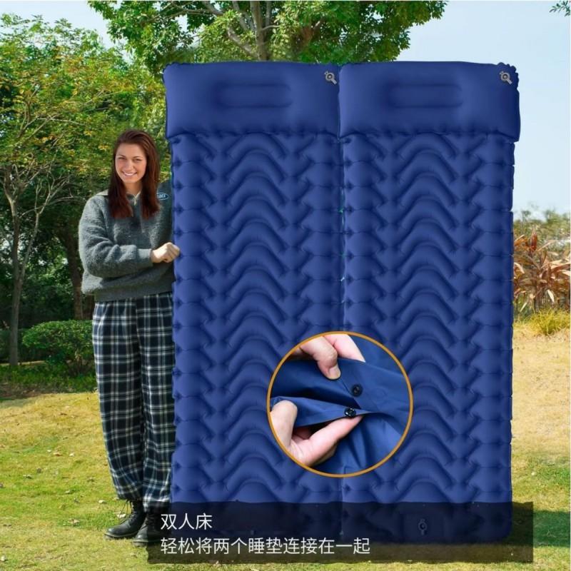 Portable Folding Camping Air Bed With Foot Pump Inflatable Sleeping Pad Outdoor Hiking Backpacking Single Or Double Use