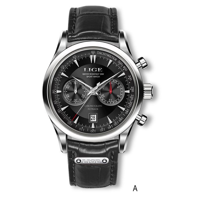 LIGE New Luxury Mens Watch Casual Fashion Quartz Wristwatches Sports 50M Waterproof Luminous Calendar Watches Men Gifts Reloj