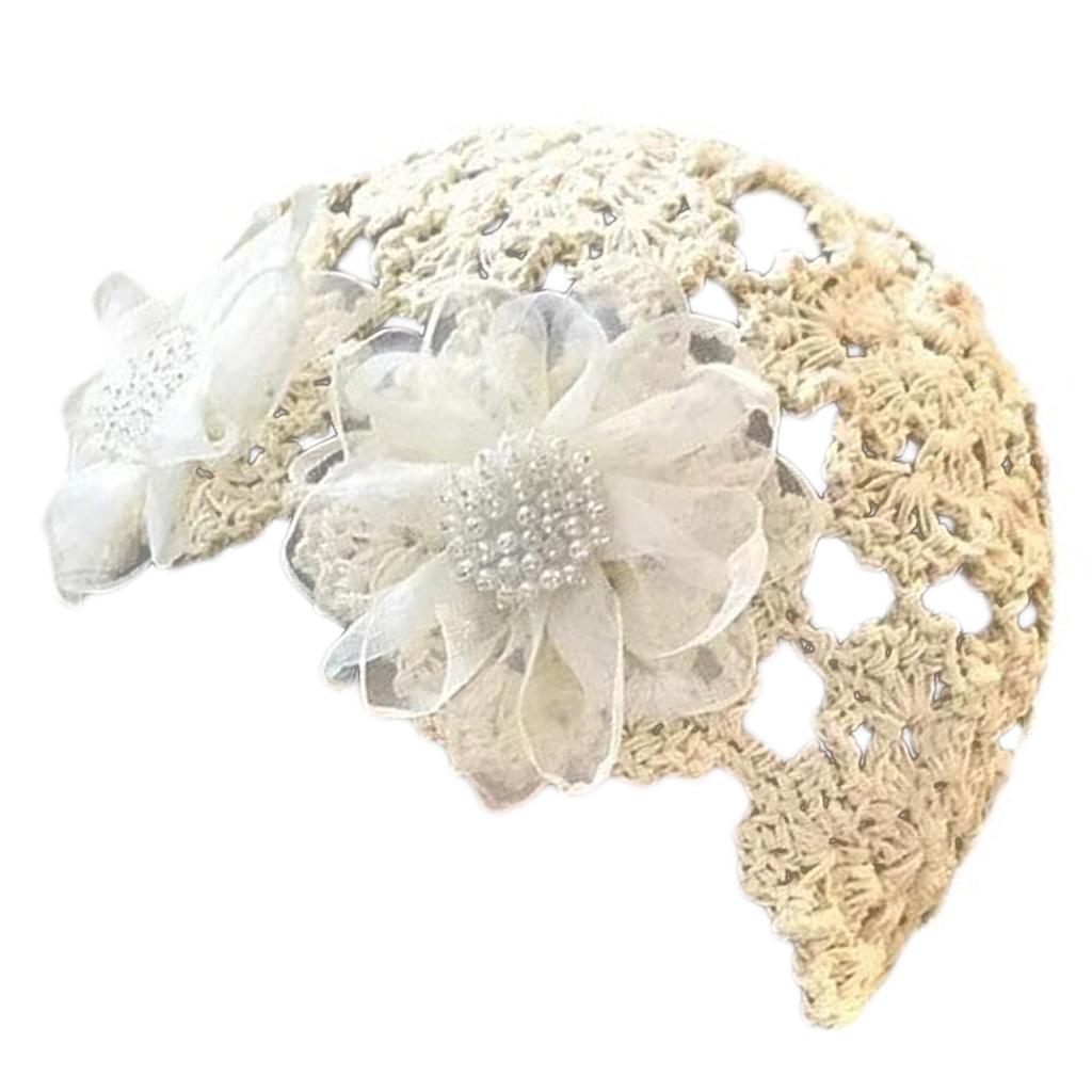 Handcrochet Hat for Women Fashion 2000s Flower Beanies Hat for Teens Girl Outdoor Shopping Photo Hat Aesthetic Skull Hat