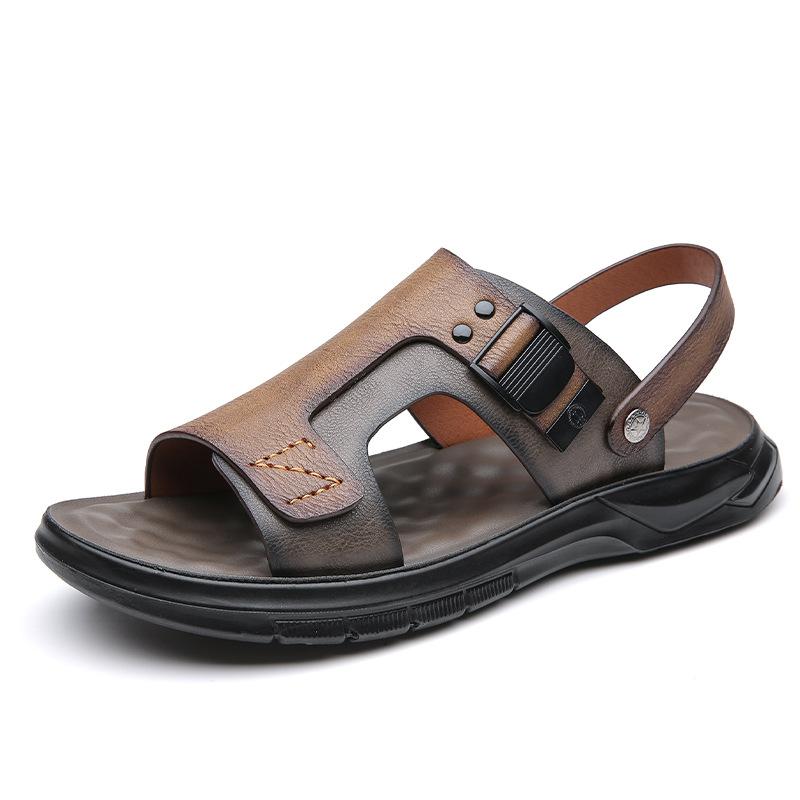 

Мужские сандалии 2025 лето повседневные туфли для вождения пляжная обувь двойного назначения уличная обувь крутые шлепанцы 2025 38 коричневый