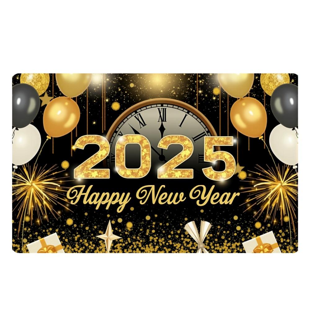 2025 New Year Theme Party Background Fireworks Golden Balloon Clock Banner Decoration Happy New Year Family Photo Supplies
