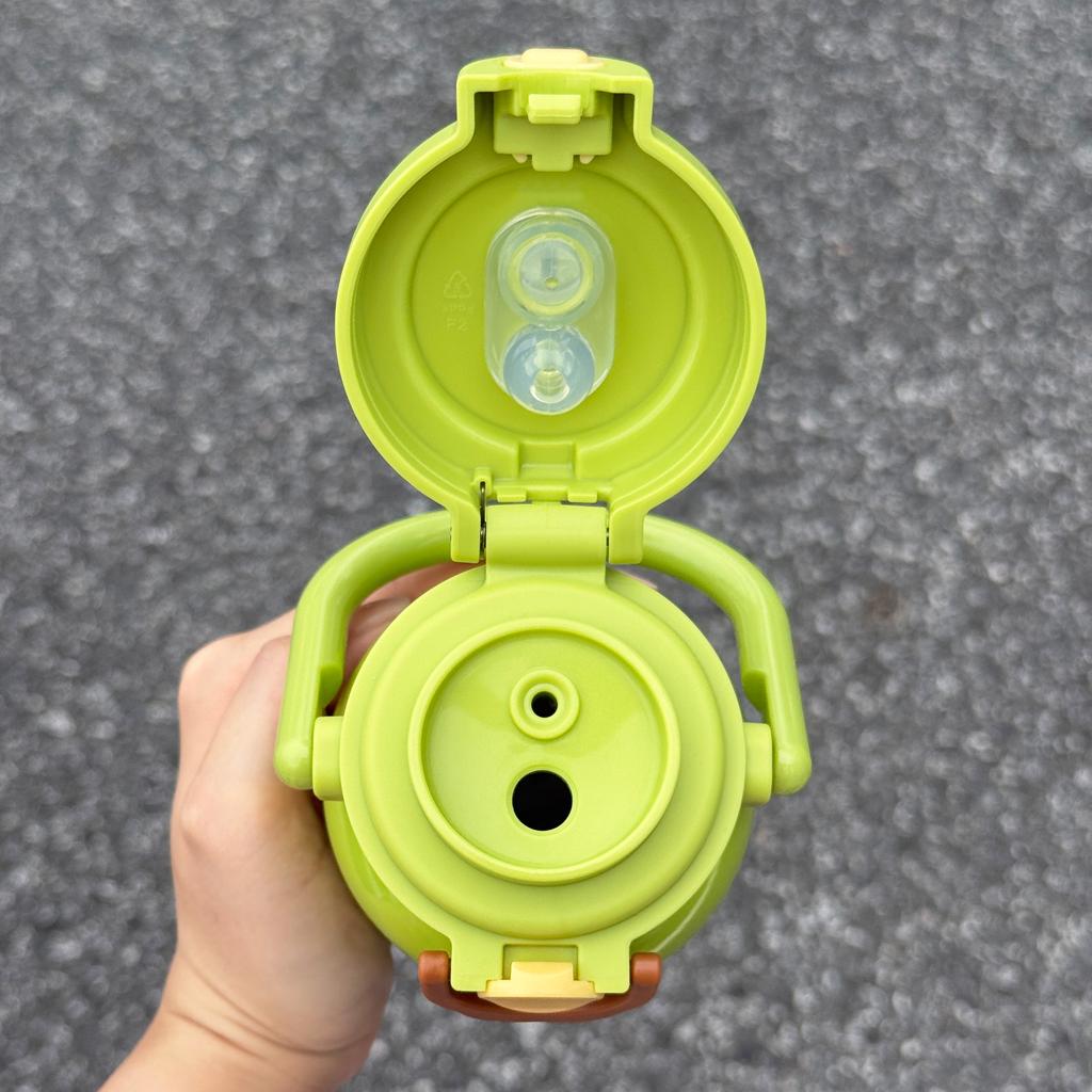 1pc Cartoon Insulated Water Bottle 500ml Dual Drink Thermos with Sleeve Carry Handle Portable Sports Thermal Cup 1