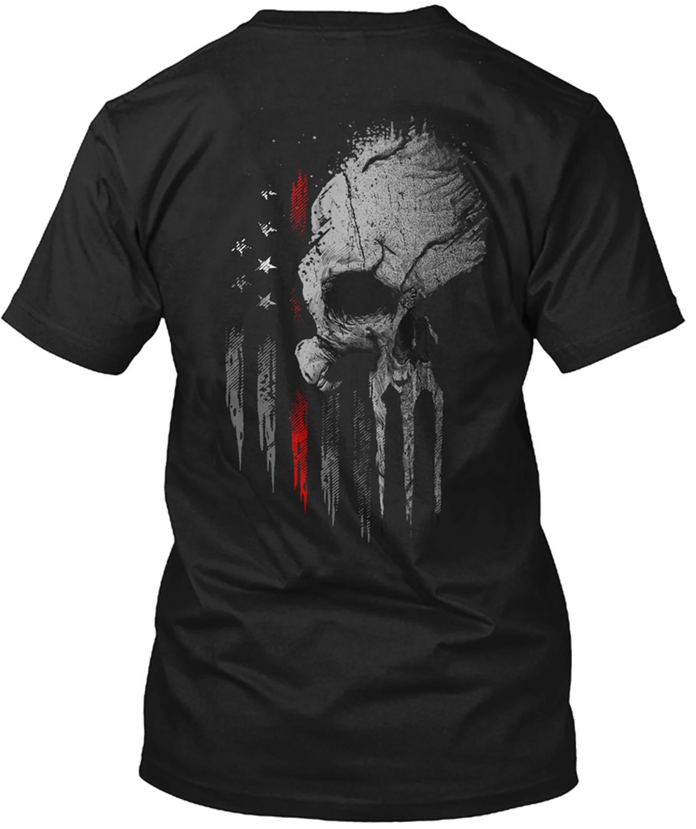 

Thin Red Line American Flag Vert Skull TShirt 100 Cotton ONeck Summer Short Sleeve Casual Mens Tshirt Size S3XL S