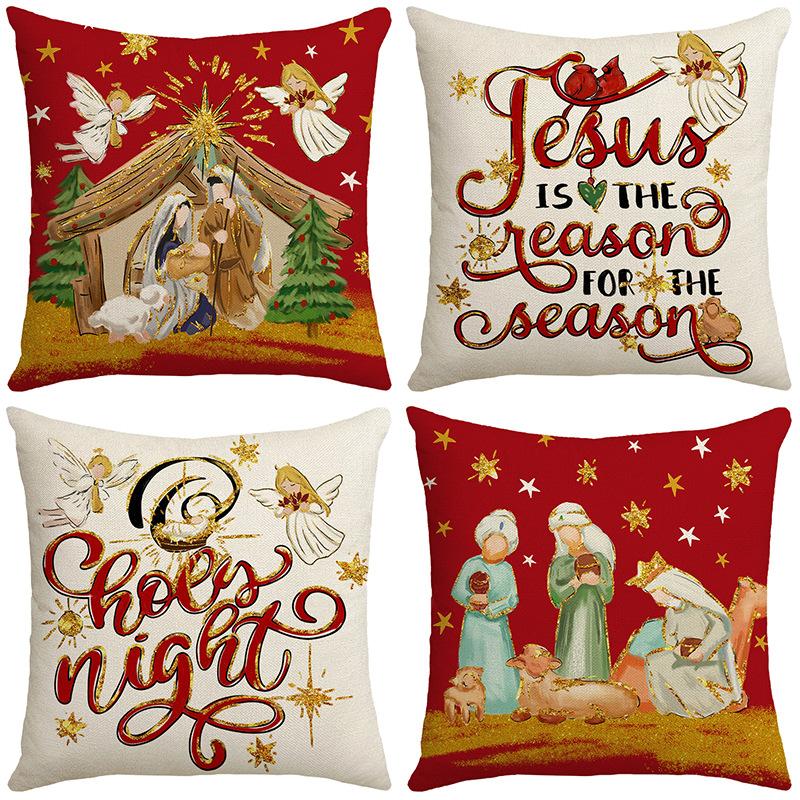 New Jesus Christmas Pillow Cover Home Atmosphere Decoration Sofa Cushion Letter Print Pillow Cushion