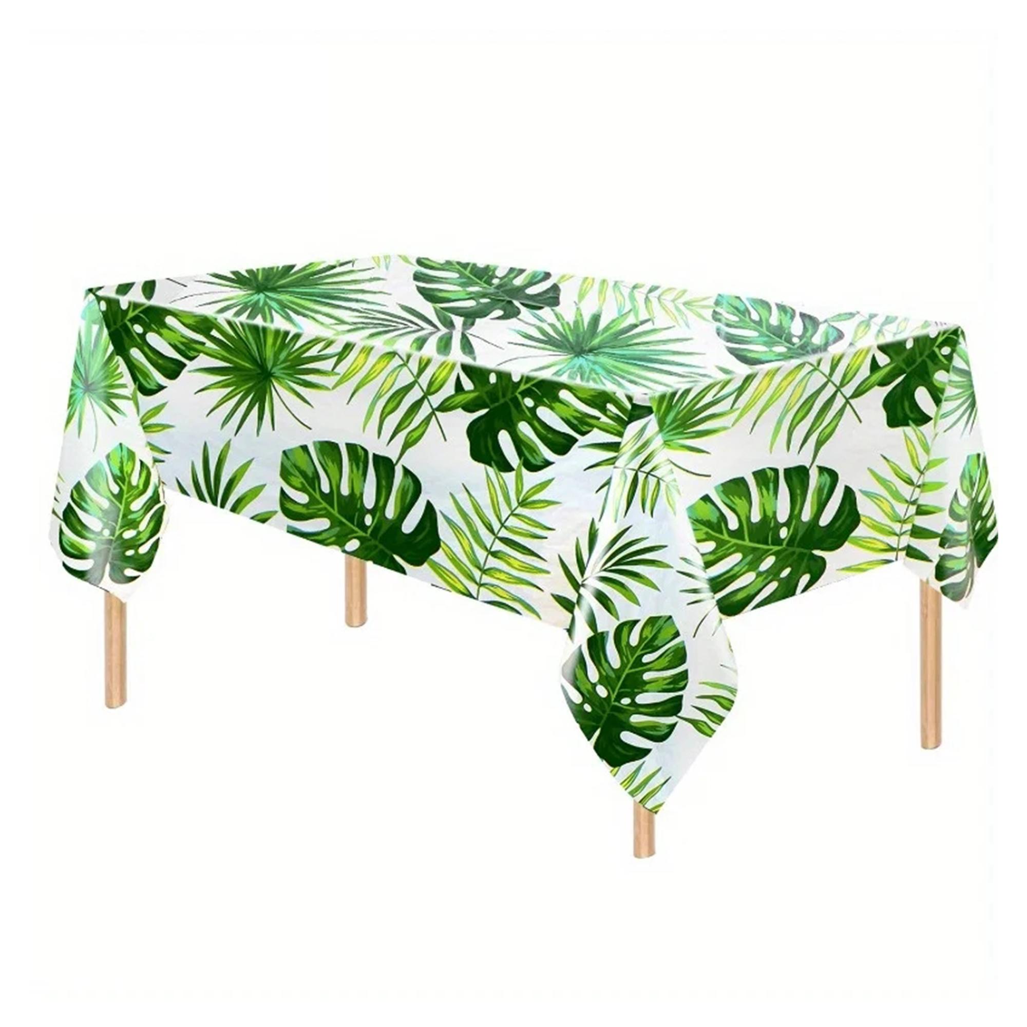 

Скатерть для вечеринки в честь дня рождения с изображением пальмовых листьев в джунглях, пластиковая скатерть, водонепроницаемая и маслостойкая скатерть для вечеринки в честь дня рождения 137X274cm