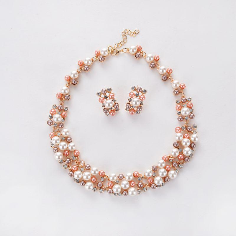 European & American Imitation Pearl Bridal Necklace Set