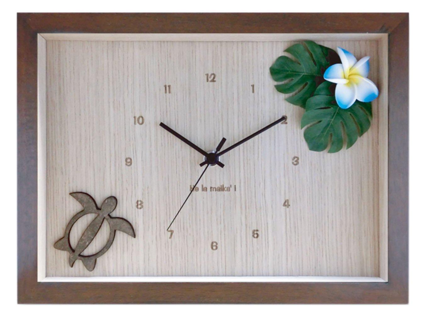 

K-ART.JAPAN Wall Clock DECLOCK Hawaiian BlueBrown Plumeria DC-1606