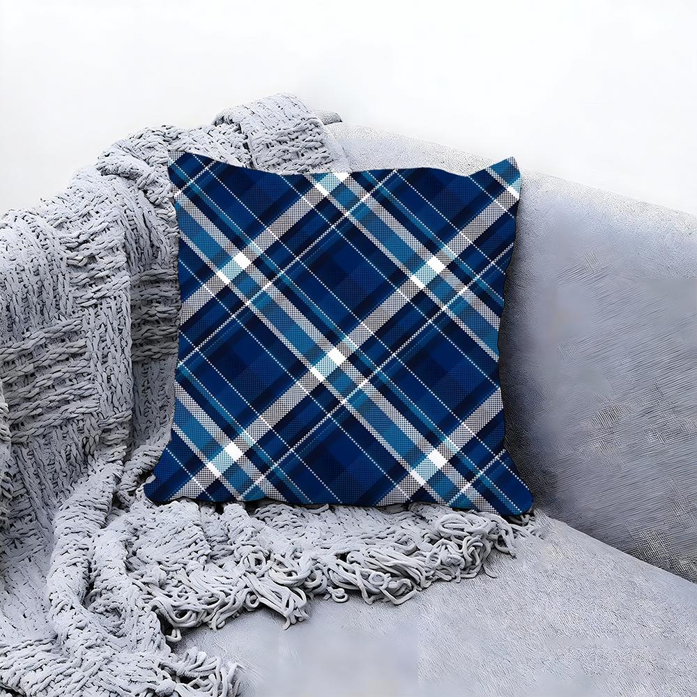 Classic Plaid Pattern Cushion Cover Premium Comfort Reversible Pillow Cove Two In One Design for Any Room Car Interior