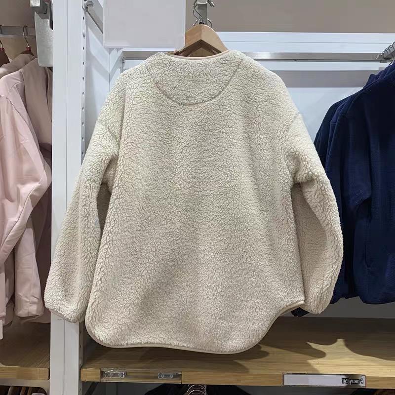 Women's Imitation Lambswool Round Neck Fleece Cardigan Jacket - Autumn/Winter Warmth