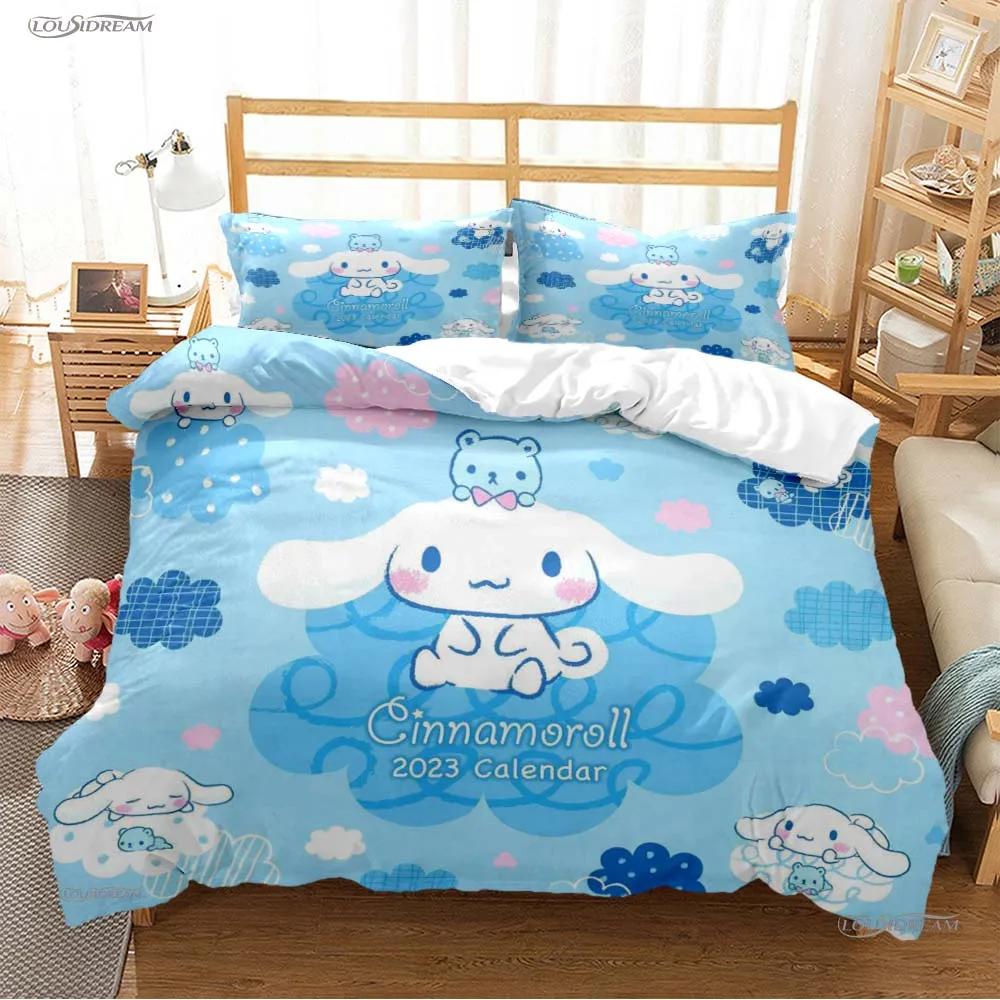 

Синнаморолл Мультяшный Милый Всесезонный Пододеяльник Комплекты Постельного Белья Мягкое Покрытие для Одеяла и Наволочки Односпальный/Двуспальный/Квин/Кинг EU Single(135*200cm)3pcs